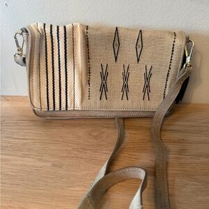 Elegant Beige and Black Crossbody Bag
